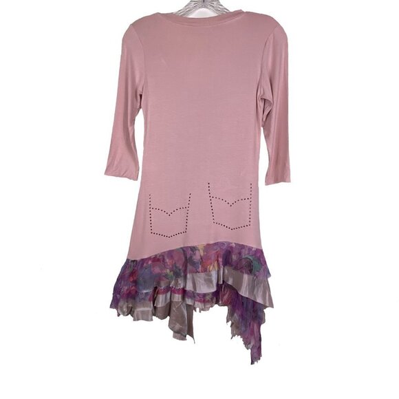 Khamsin Shirt Dress V-neck Layered Hem 3/4 Sleeves - Picture 2 of 7